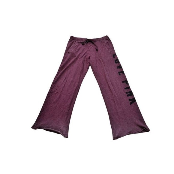 Vintage PINK Victoria Secret Sweatpants Size Medium Logo Wide Leg Y2K Graphic - Picture 1 of 8